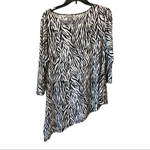 Chico’s Zebra Print Asymmetrical Top!